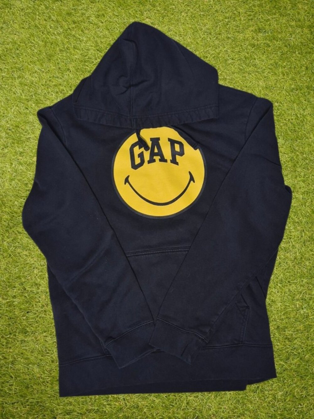 Gap x Smiley Navy Blue Pullover Hoodie Yellow Smiley Logo Size Medium
